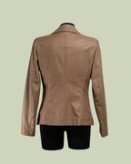 Giacca in Simil Pelle con Zip e Drappeggio Centrale – ECO