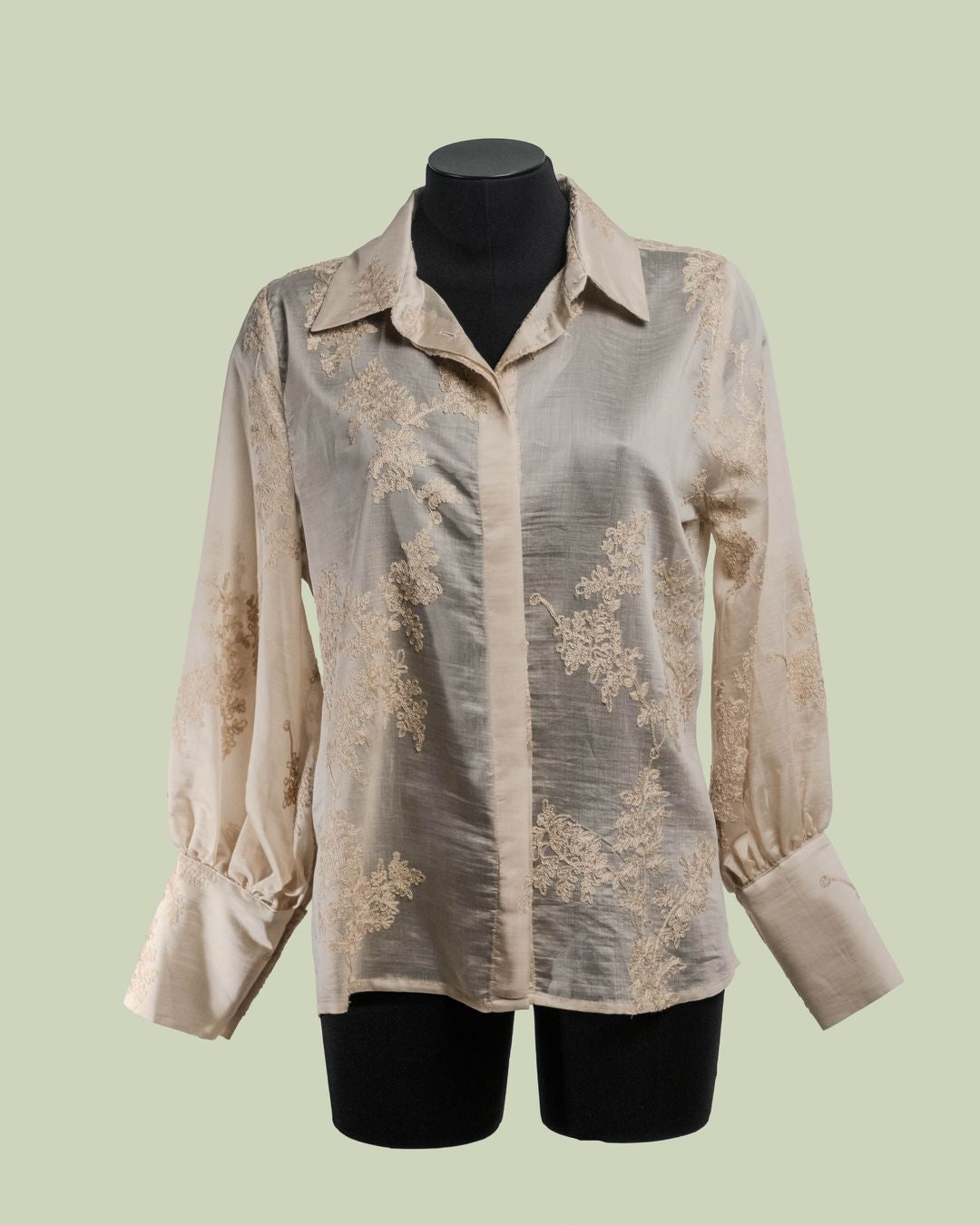 Camicia in Lyocell Semi-trasparente con Ricamo Floreale – ECO
