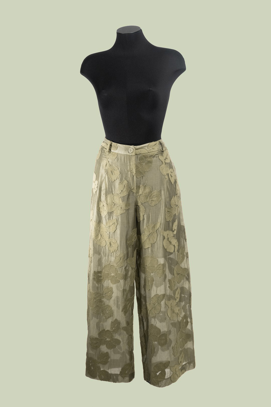 Pantalone Palazzo con Applicazioni Floreali in Jacquard – ECO