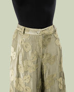 Pantalone Palazzo con Applicazioni Floreali in Jacquard – ECO