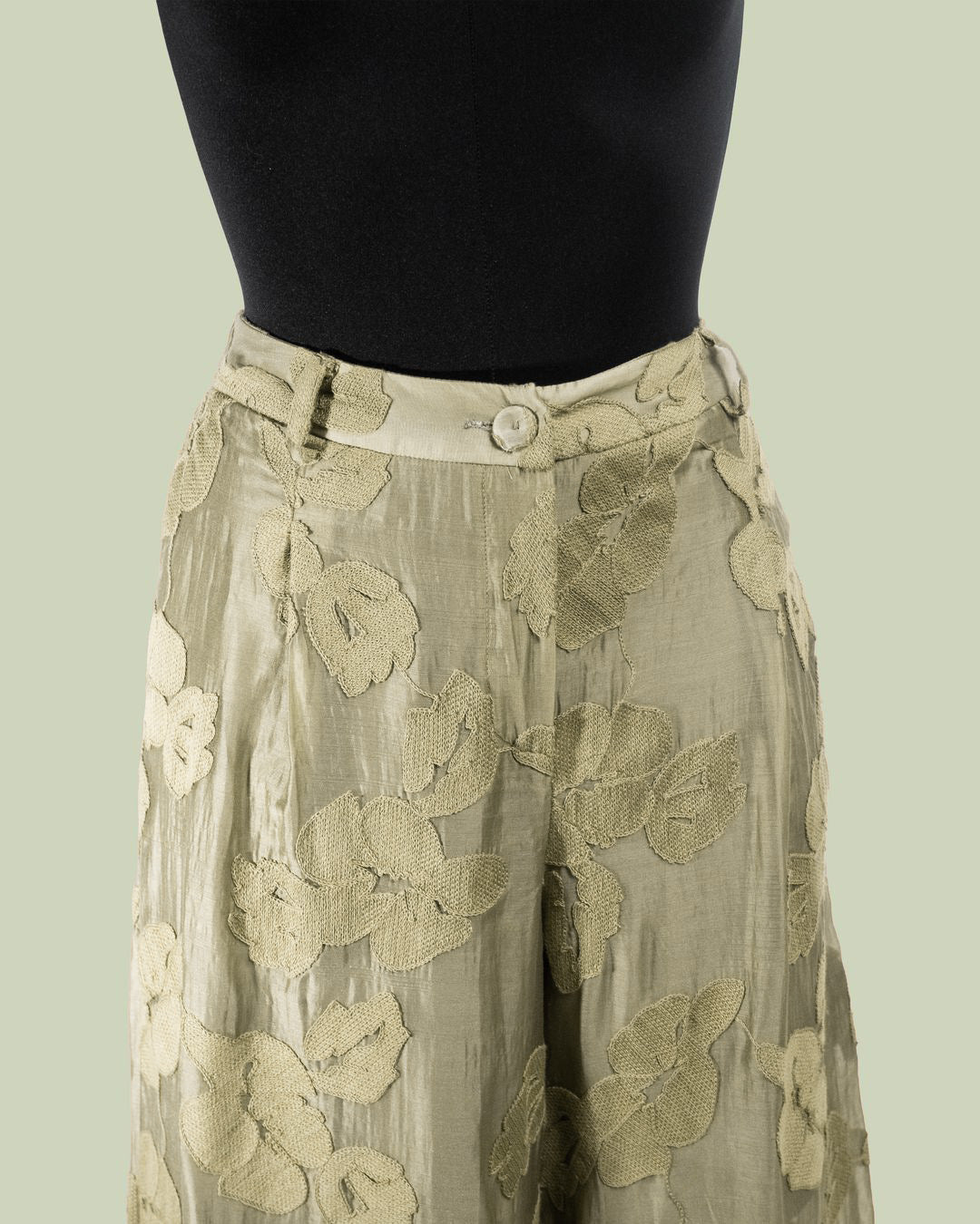 Pantalone Palazzo con Applicazioni Floreali in Jacquard – ECO