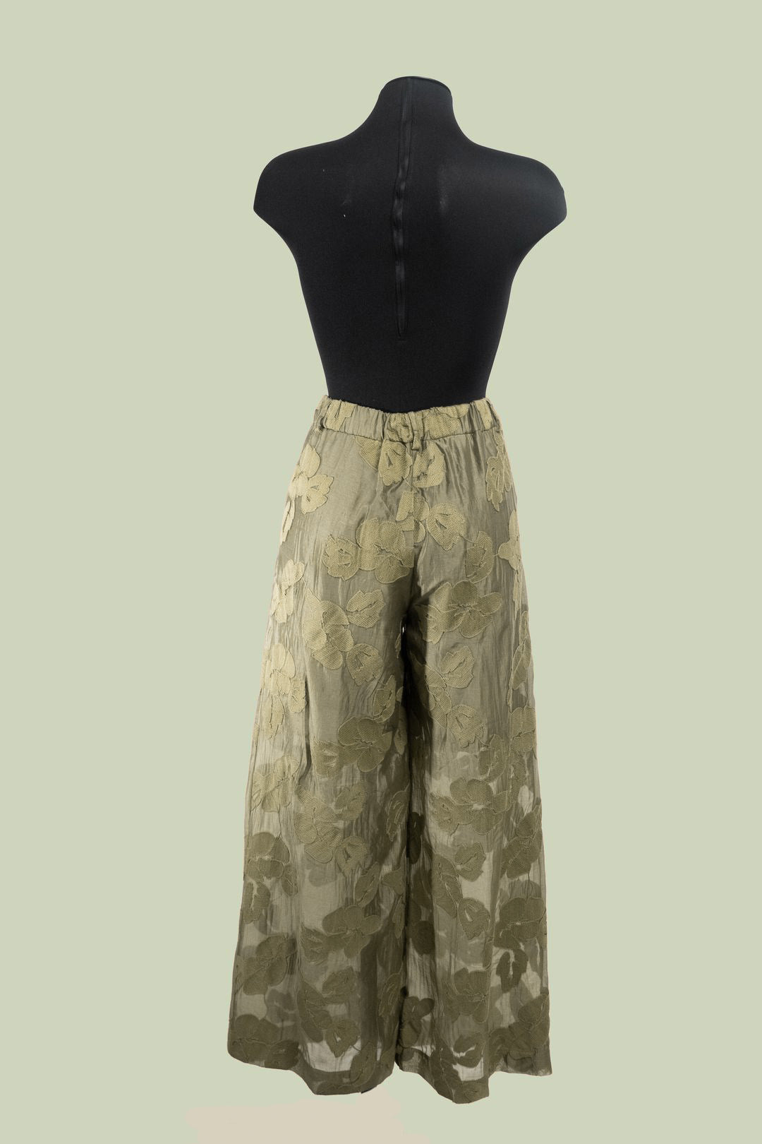 Pantalone Palazzo con Applicazioni Floreali in Jacquard – ECO