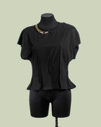 T-shirt in Cotone con Catena Gioiello Asimmetrica – ECO - NERO