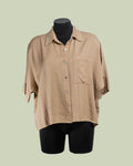 Camicia Over in Viscosa e Lino con Fondo Asimmetrico – ECO - CAMMELLO