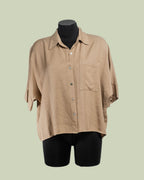 Camicia Over in Viscosa e Lino con Fondo Asimmetrico – ECO - CAMMELLO
