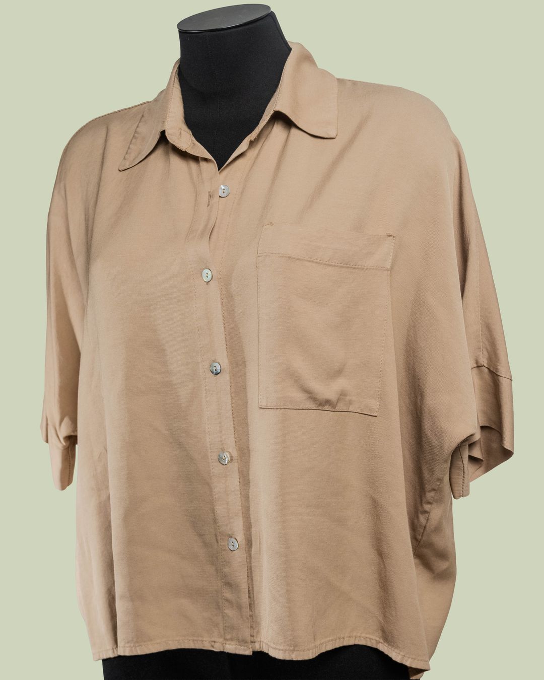 Camicia Over in Viscosa e Lino con Fondo Asimmetrico – ECO