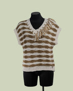 Maglia a righe con borchie e frangia - ECO