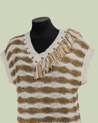 Maglia a righe con borchie e frangia - ECO