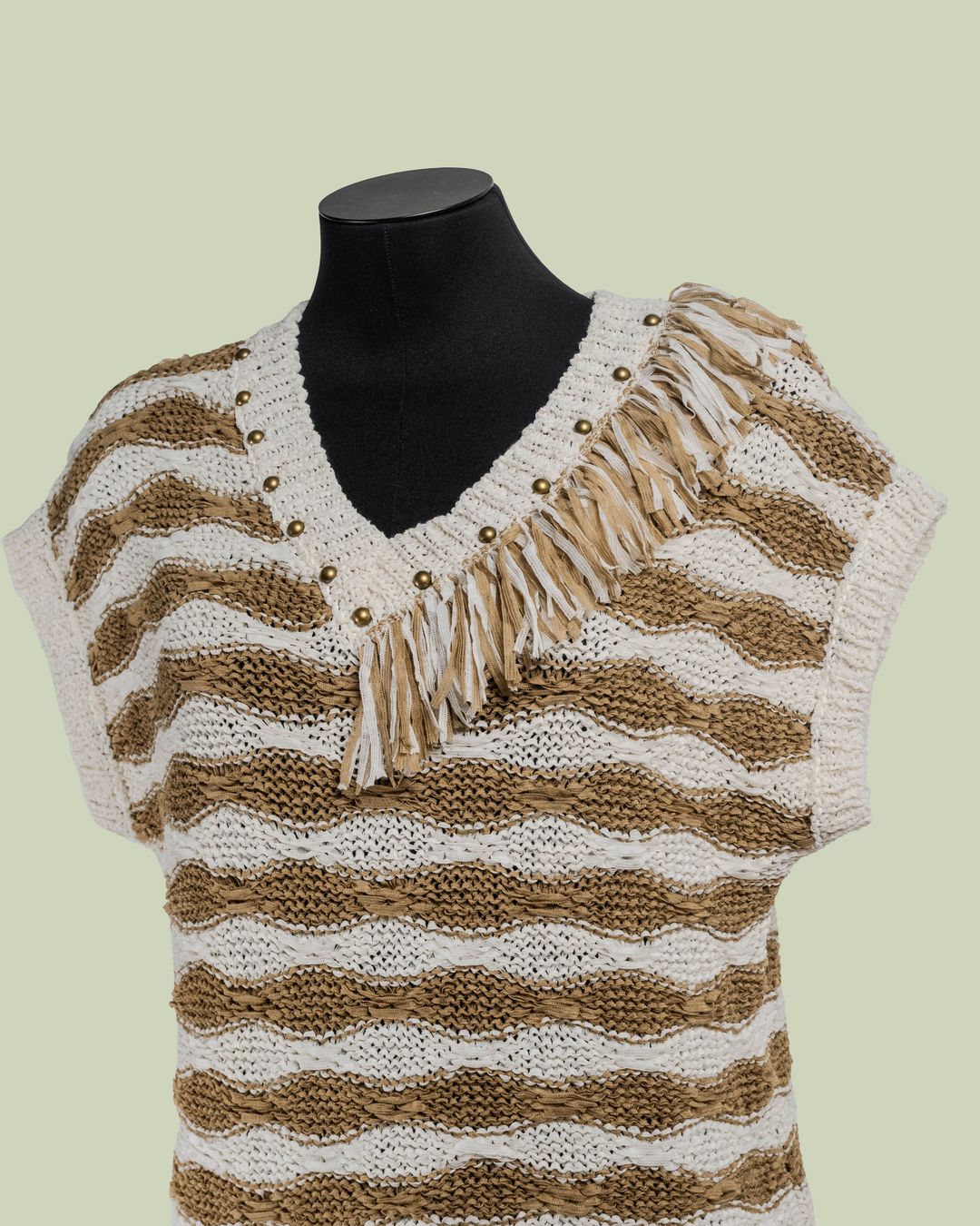 Maglia a righe con borchie e frangia - ECO