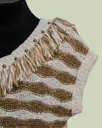 Maglia a righe con borchie e frangia - ECO