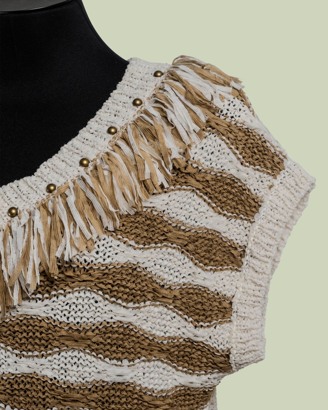 Maglia a righe con borchie e frangia - ECO