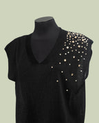 Top in Maglia con Strass a Cascata sulla Spalla – ECO