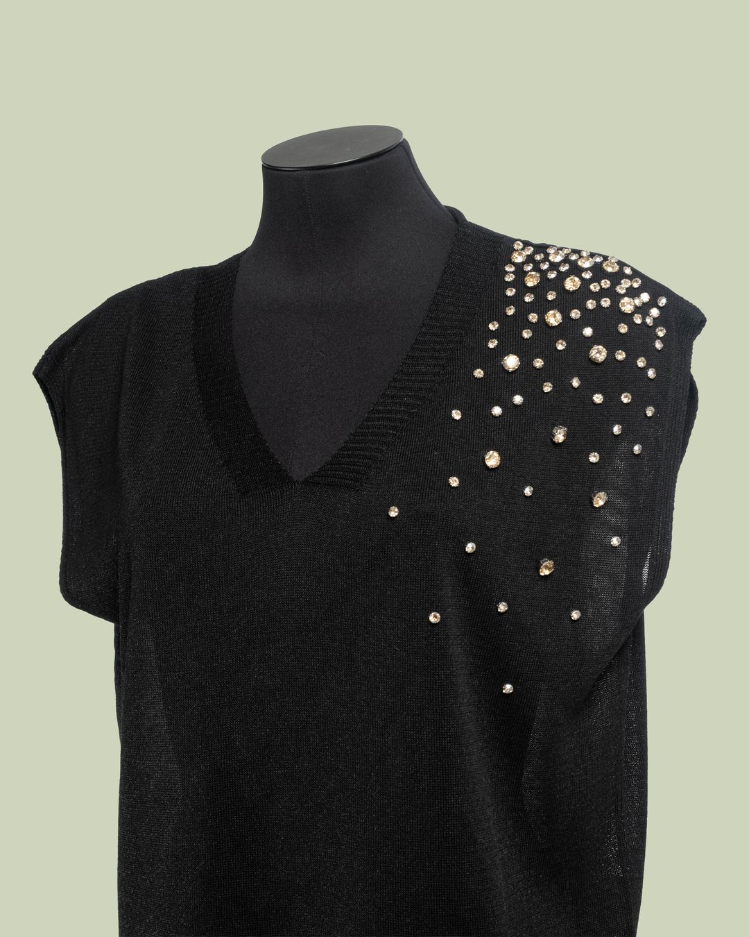 Top in Maglia con Strass a Cascata sulla Spalla – ECO