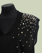 Top in Maglia con Strass a Cascata sulla Spalla – ECO