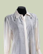 Camicia Semi-trasparente con Pioggia di Strass – ECO - PANNA