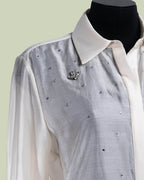 Camicia Semi-trasparente con Pioggia di Strass – ECO - PANNA