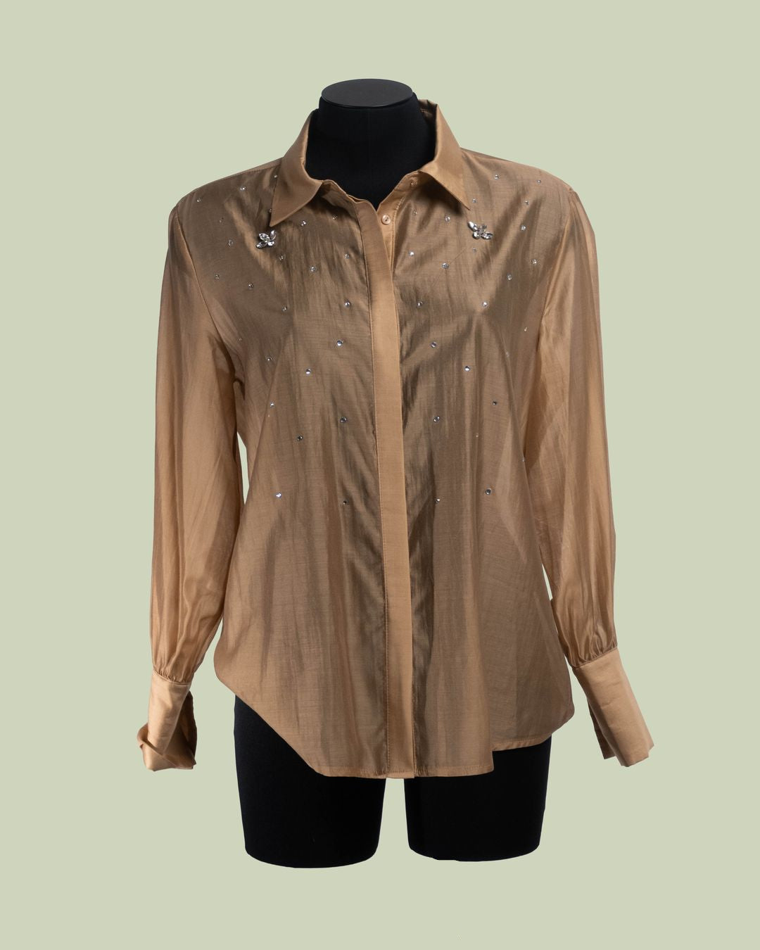 Camicia Semi-trasparente con Pioggia di Strass – ECO - CAMMELLO