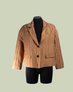 Blazer in Jacquard con Texture Verticale Strutturata – ECO - CARAMELLO