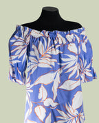 Blusa Off-Shoulder con Stampa Tropicale e Maniche a Sbuffo – Talissa