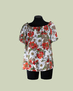 Blusa Off-Shoulder con Stampa Floreale a Grandi Fiori – Talissa - CAMP