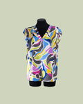 Blusa in Rayon con Stampa Astratta e Scollo a V – Talissa - CAMP