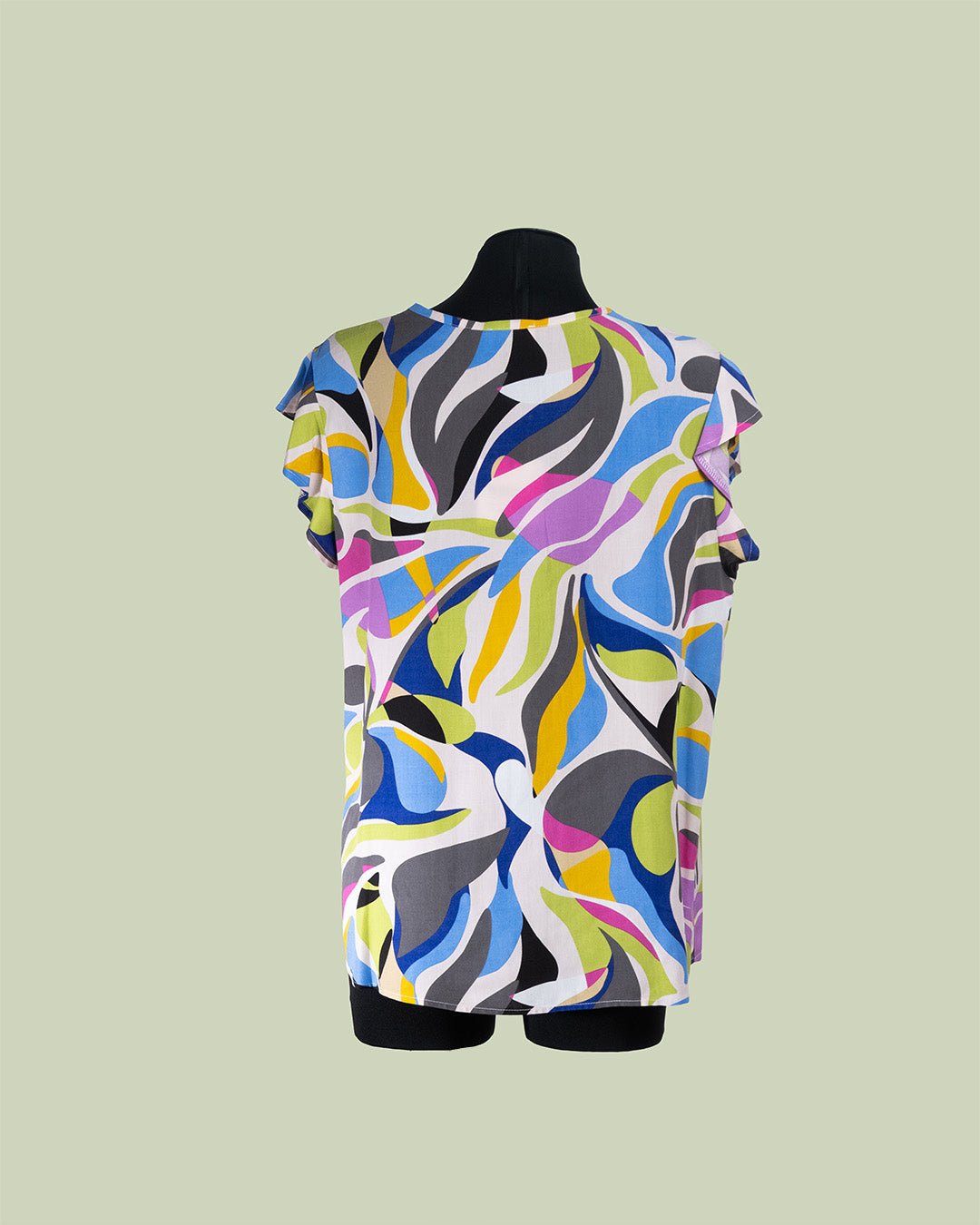 Blusa in Rayon con Stampa Astratta e Scollo a V – Talissa