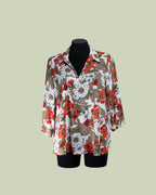Blusa con Colletto Aperto e Stampa Floreale a Maniche ¾ – Talissa - CAMP