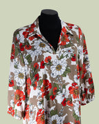 Blusa con Colletto Aperto e Stampa Floreale a Maniche ¾ – Talissa