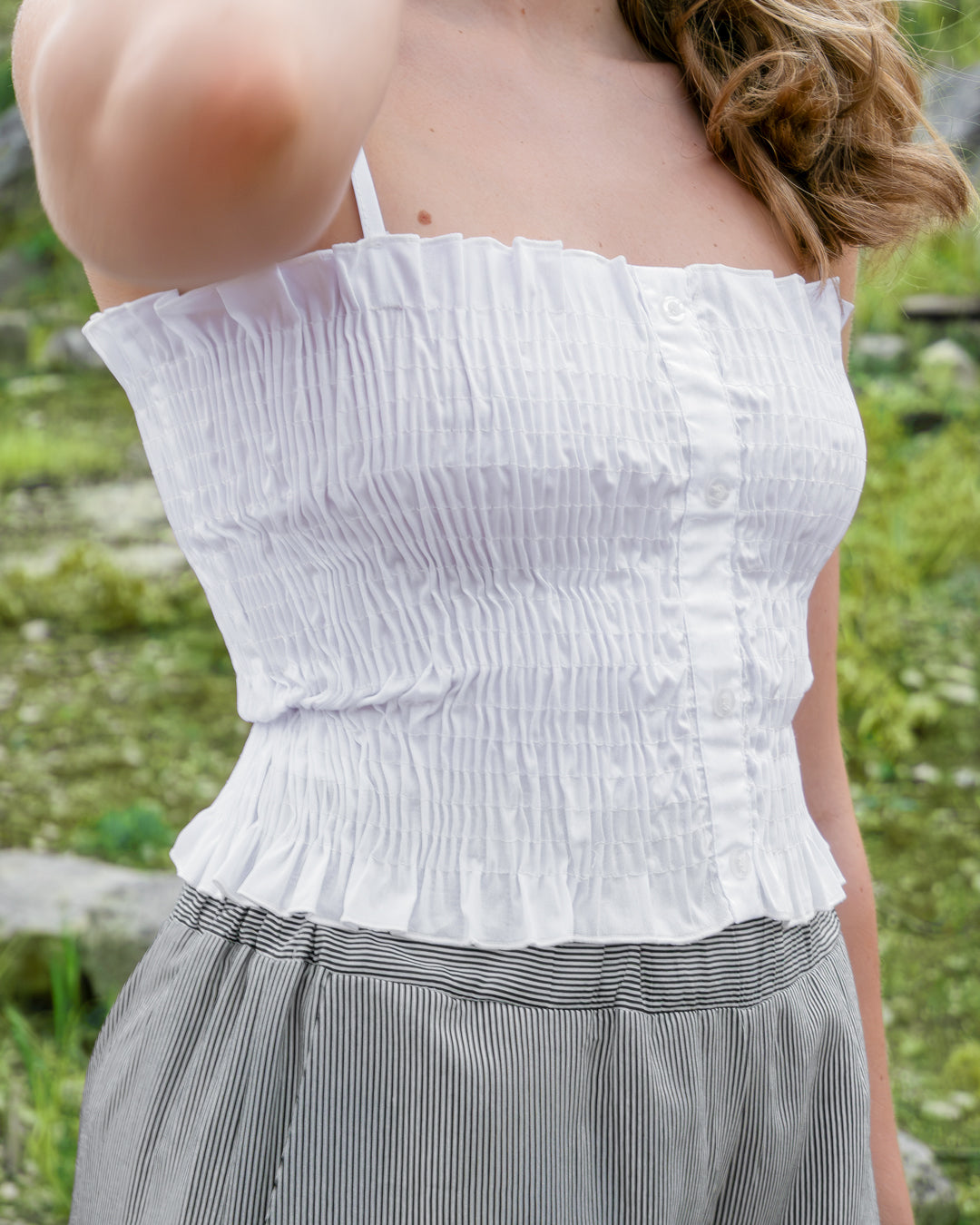 Coordinato estivo: top smock e pantaloni palazzo fluidi