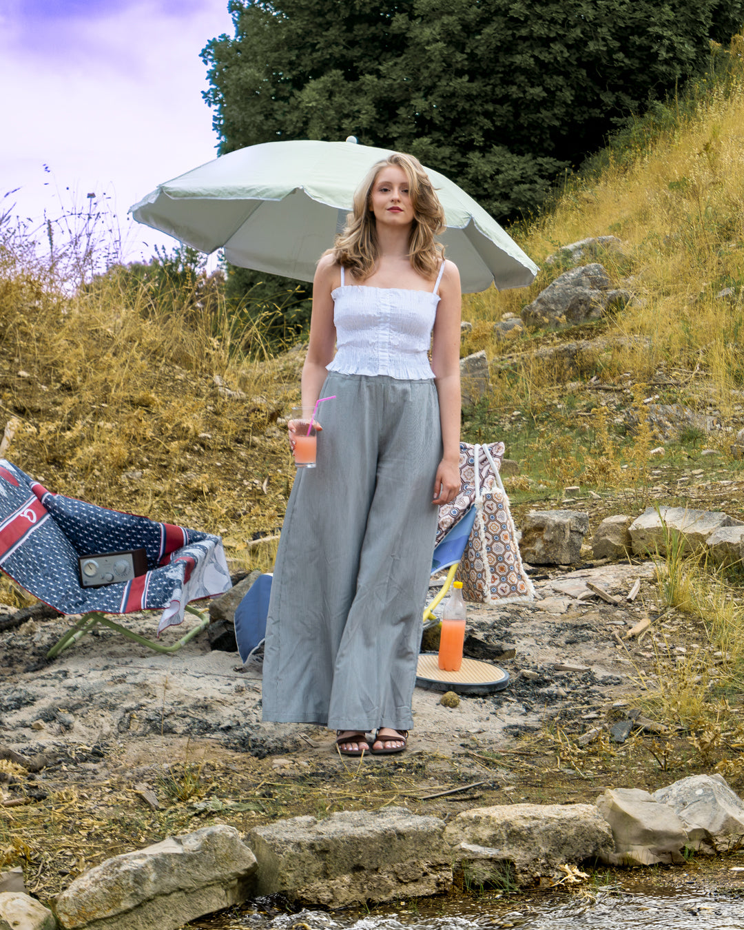 Coordinato estivo: top smock e pantaloni palazzo fluidi