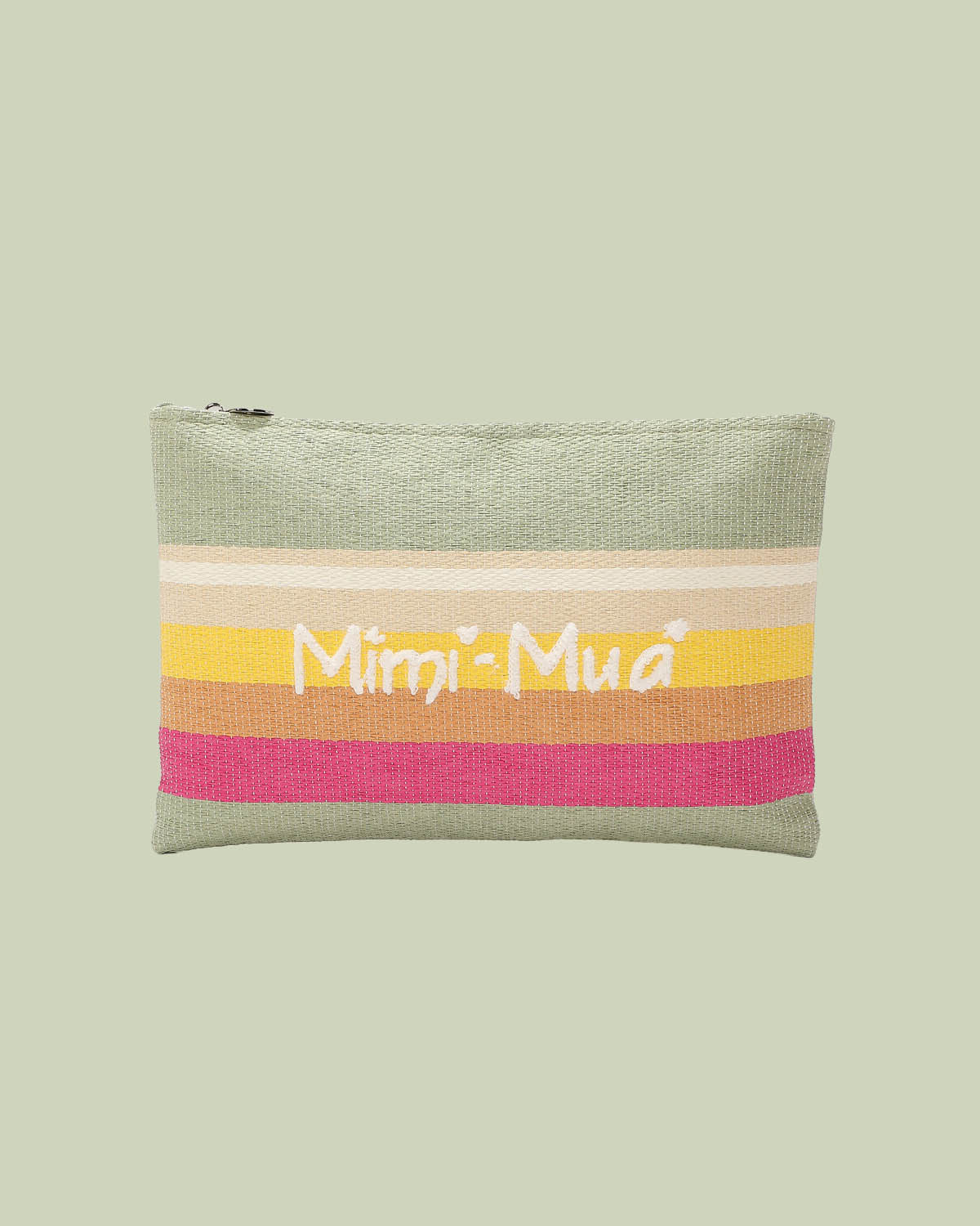 Pochette Piatta in Rafia con Righe Multicolor – Mimi-Muà - CICLAMINO