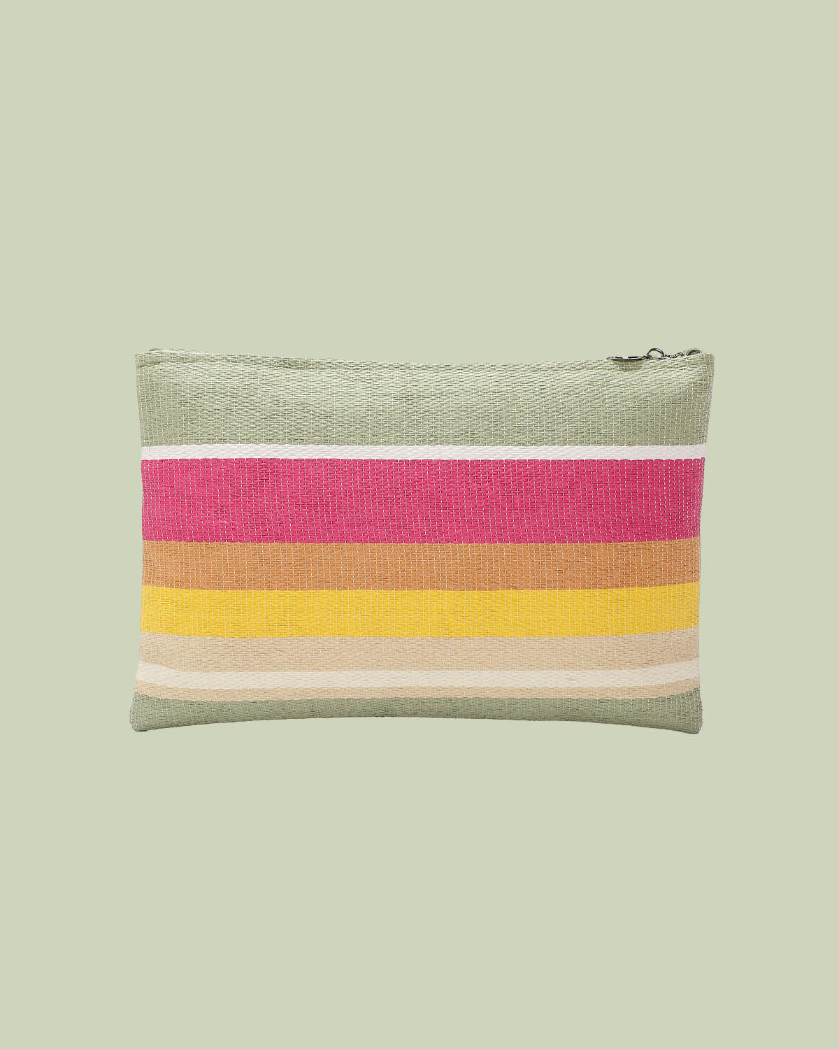 Pochette Piatta in Rafia con Righe Multicolor – Mimi-Muà