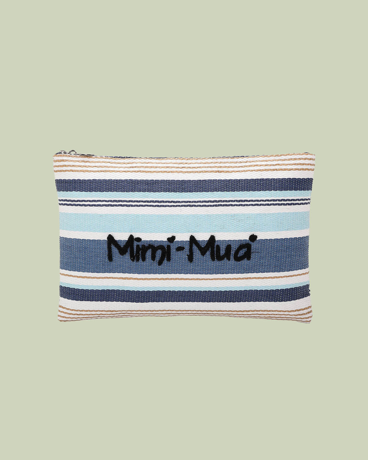 Pochette Piatta in Rafia con Righe Multicolor – Mimi-Muà - VERDE PASTELLO