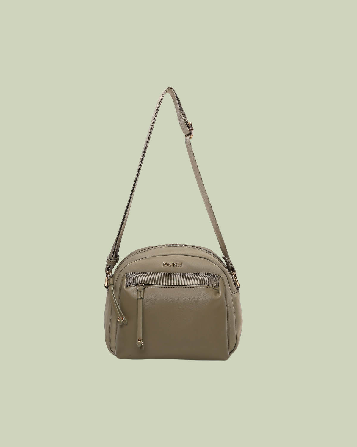 Borsa a Tracolla in Nylon con Tasca Frontale – Mimi-Muà - VERDE MILITARE