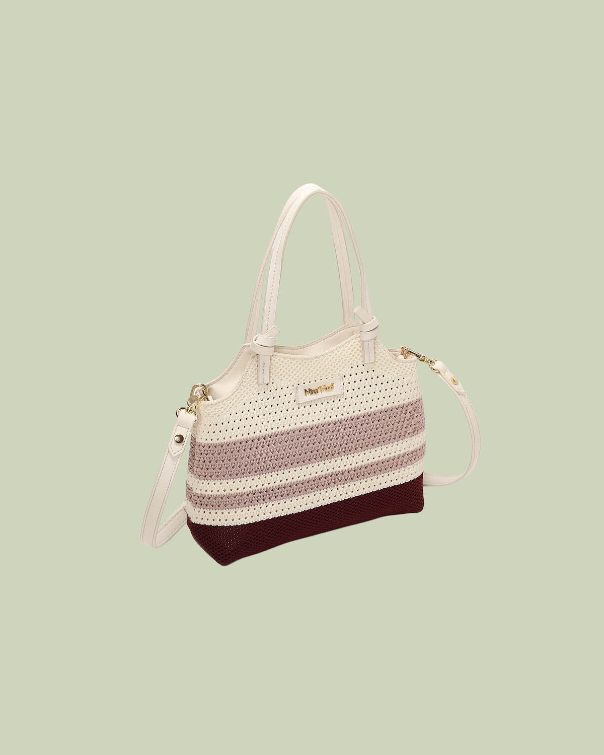 Borsa a Mano in Maglia Microforata a Righe – Mimi-Muà