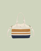Borsa a Mano in Maglia Microforata a Righe – Mimi-Muà - BLU