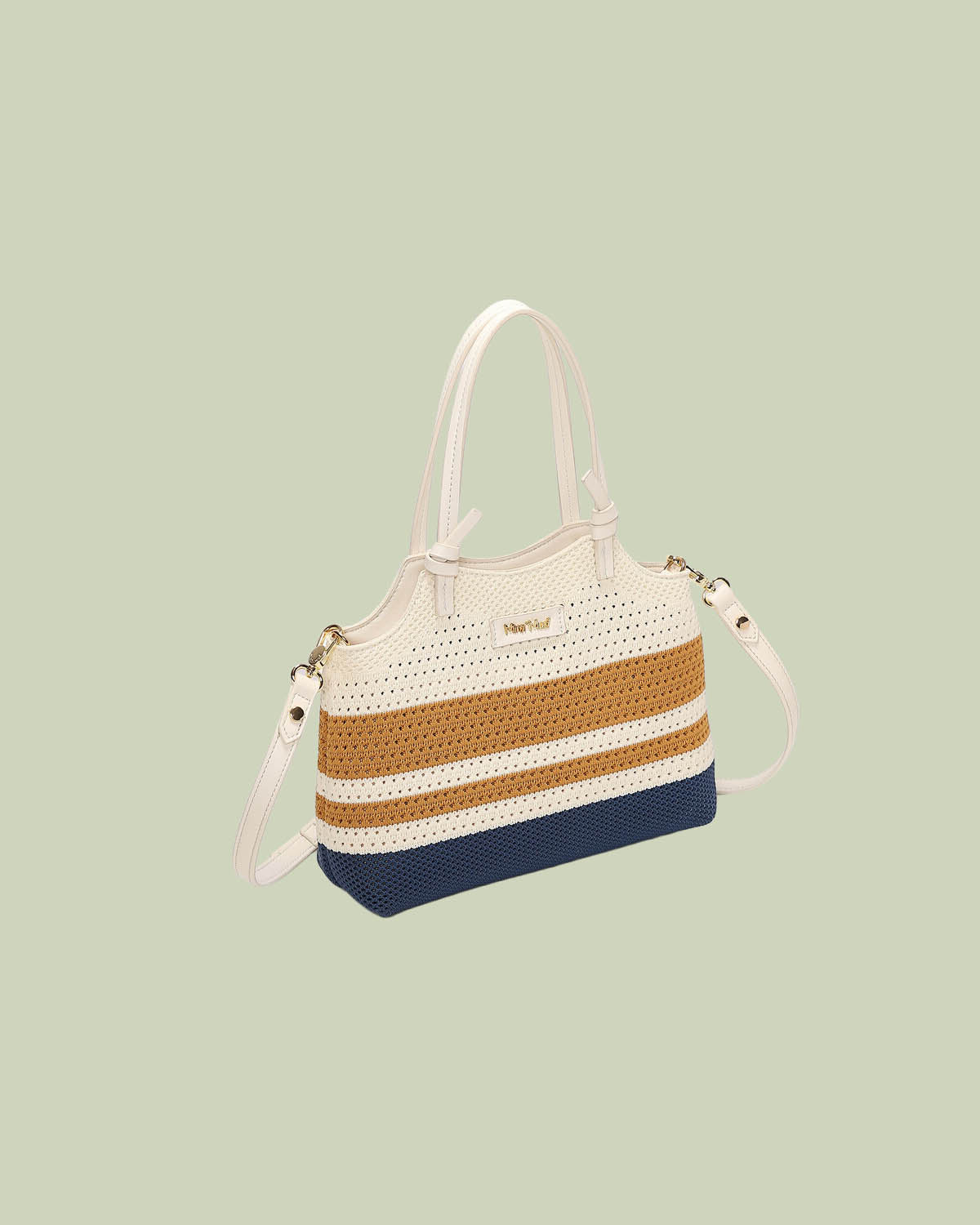 Borsa a Mano in Maglia Microforata a Righe – Mimi-Muà