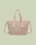 Shopper in Paglia Sintetica con Manici in Ecopelle – Mimi-Muà - BEIGE