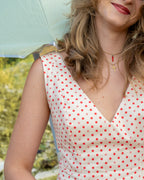 Abito mini a pois in cotone con gonna a doppia balza